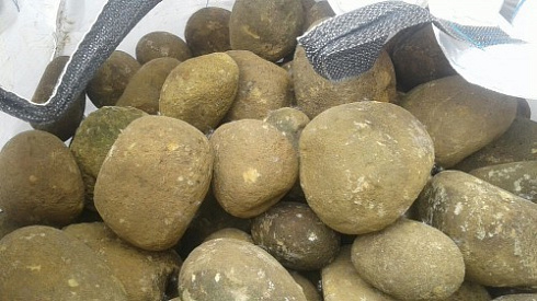 Kamenclub.ru: Песчаник ядра, фр. 100-300 мм  купить в Московской области песчаник бежевый серый рыжий речная галька 5 000 руб/т   фото КАМЕНЬ КЛУБ