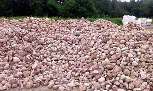 Kamenclub.ru: Розовый валунчик фр.100-300 мм.  купить в Московской области крупный природный камень розовый, серый молочный красный речной галечник природный 7850 руб/т   фото КАМЕНЬ КЛУБ