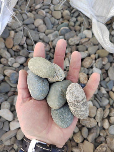 Kamenclub.ru: Галька речная окат (пестрая) фр. 20-40 мм. купить  в Московской области галька речная пестрая, серая, серые оттенки галька речная окатанная округлая 5000 руб/т   фото КАМЕНЬ КЛУБ